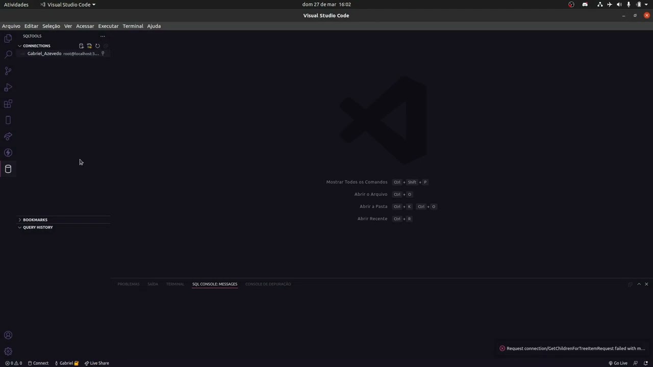 Criando conexão MySQL no VsCode