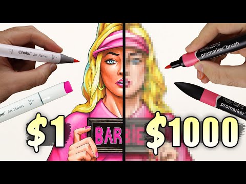 $1 vs $1000 MARKER ART | The BEST Cheap Markers - BARBIE