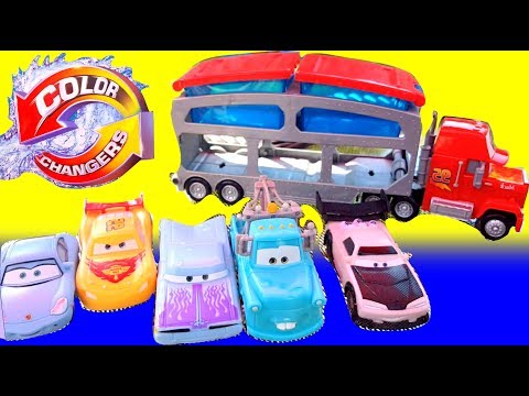 DISNEY Pixar Cars Color Changers Lightning McQueen Ramone Tow Mater Mack Dip & Dunk Trailer Toy