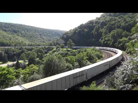 NS Roadrailer Train at Horseshoe Curve NS 7599 and UP 6458