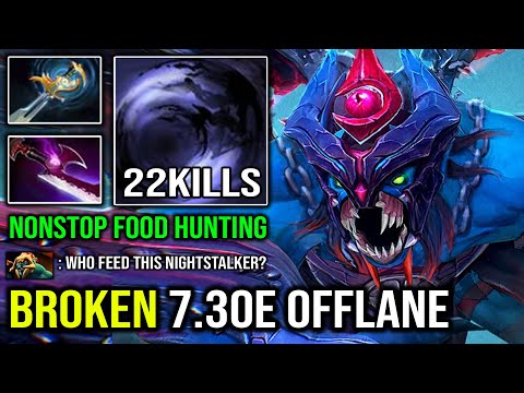 NEW Broken Offlane Hero in 7.30e | First Item Echo Sabre Nonstop Food Hunting Nightstalker Dota 2