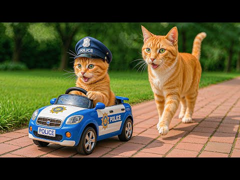 Mama Cat Works Hard Every Day to Make Kitten’s Dream of a Police Toy Car Come True 🚓💕