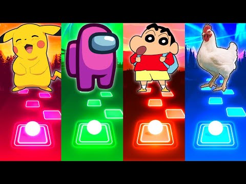 Pikachu vs Among Us vs Shinchan vs Chicken - Tiles Hop EDM Rush