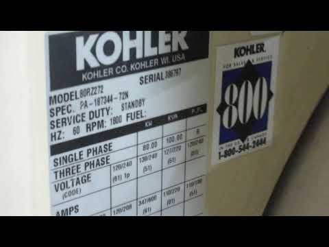 80 kw Kohler Natural Gas / Propane Generator SN 386797 Video 2 - Abraham Generator Sales Co.