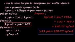 how to convert psi to kilogram per meter square kg/m2 - pressure conversion