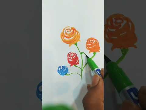 easy amazing drawing flower 🌹#short #shorts #ytshorts #ytshorts #youtubeshorts #drawing