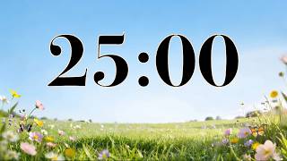 25 Minute Spring Focus Timer 🌼 Calm Piano & Nature Sounds | Classroom Countdown, Study, & Homework