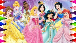 Disney Princesses Coloring pages | new Rainbow Colours, Kids,Girls Learning Fun Art