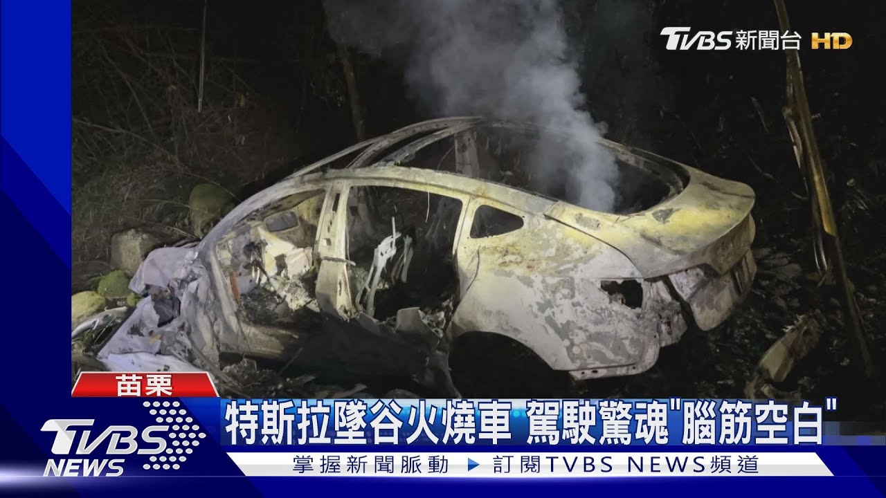 特斯拉墜谷火燒車　駕駛驚魂「腦筋空白」