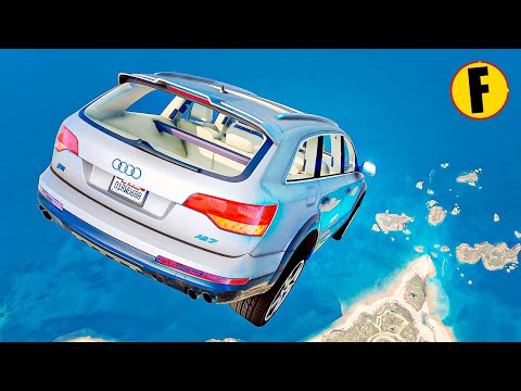 GTA 5 Crash Testing Cliff Drops Crashes Real Car Mods Ep.26