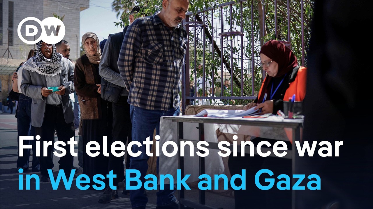 Palestinians vote in the occupied West Bank and Gaza in first elections since outbreak of war