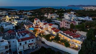 Theos Village hotel in Kato Daratso, Chania, Greece at Night Final 4K