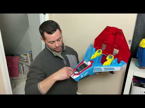 Paw Patrol, Super PAWs, 2-in-1 Transforming Mighty Pups Jet Command Center with Lights and Sounds