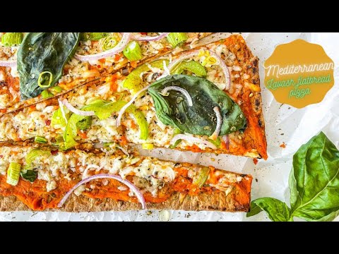 Mediterranean lavash flatbread pizza- MUST TRY Vegetarian fusion recipe of mediterranean & italian