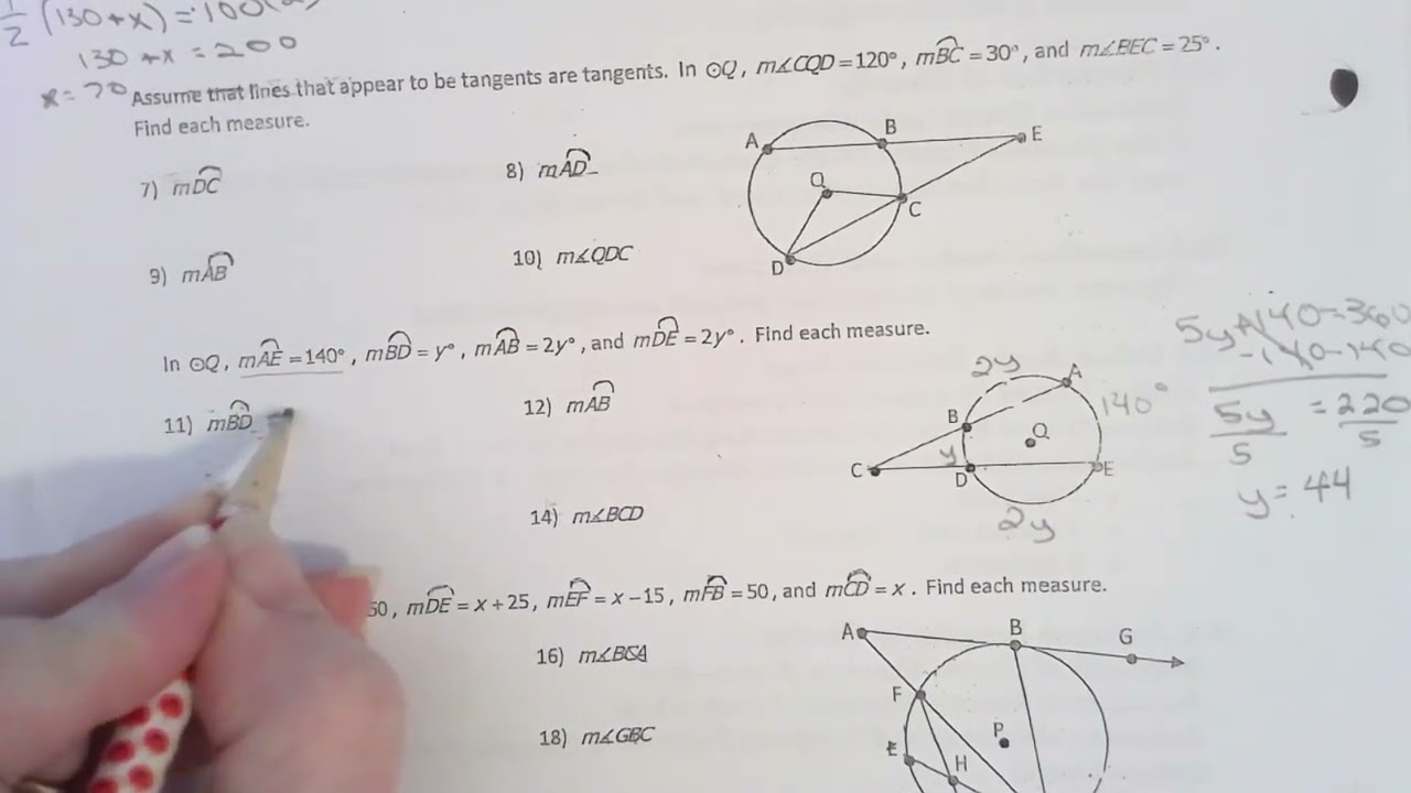 Geometry Circles worksheet A practice