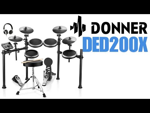 Donner DED-200X Electronic Drum Set, Electric Drum Kit with Quiet Mesh Drum Pads, 2 Cymbals w/Choke, 31 Kits and 450+ Sounds, Throne, Headphones, Sticks, USB MIDI, Melodics Lessons (5 Pads, 4 Cymbals) image 18