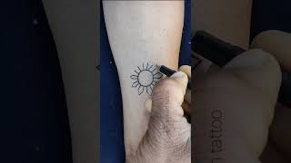 How to make Sun tattoo on hand with pen #shorts #tattoo
