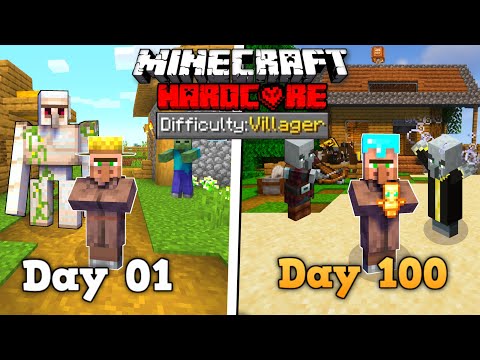 "Insane Villager Survival - 100 Days Hardcore Hindi" #minecraft100days