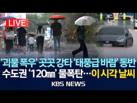 [🔴LIVE] '괴물 폭우' 곳곳 강타 '태풍급 바람' 동반 /수도권 '120mm' 물폭탄…이 시각 날씨/2026년 7월 14일(화)/KBS