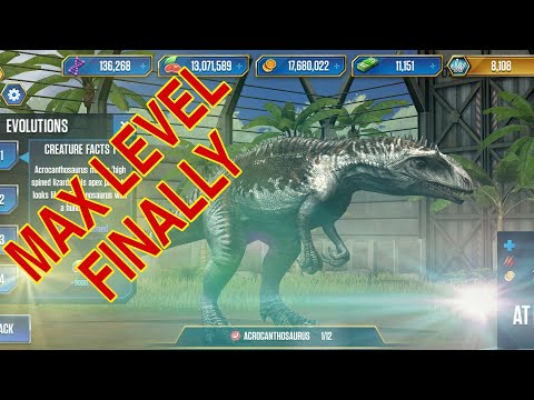 ACROCANTHOSAURUS MAX LEVEL || Jurassic world the game