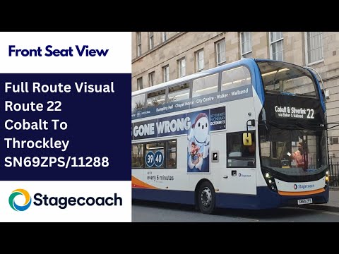 FULL ROUTE VISUAL | Stagecoach NE Route 22 - Cobalt Business Park to Throckley | SN69ZPS/11288
