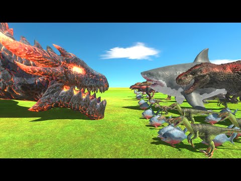 Lava Dragon War | Dragon VS Dinosaurs And Aquatics | Animal Revolt Battle