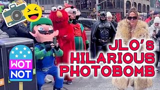 JLo Gets Photobombed by Elmo, Batman and Micky Mouse!