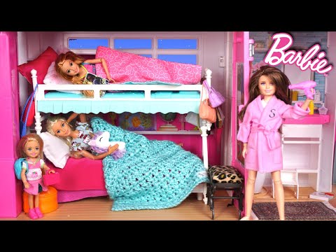 Barbie Sisters Night Routine - Cheerleading & Science Project
