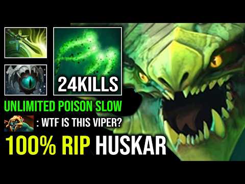How to Delete Huskar From Offlane with 120% Slow Eye of Skadi Poison Max Range Viper Dota 2