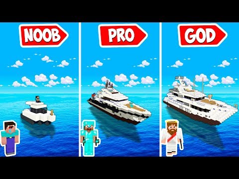 Minecraft BIGGEST MODERN YACHT BUILD CHALLENGE: NOOB vs PRO vs GOD in Minecraft Animation