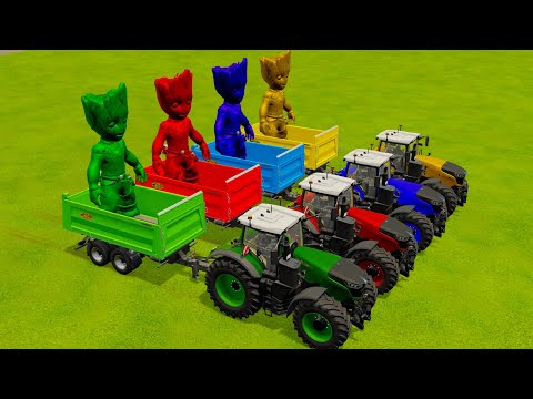 LOAD AND TRANSPORT COLORED GROOTS ON FENDT TRACTORS - Farming Simulator 22