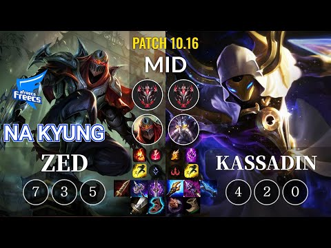 AF Na Kyung Zed vs Kassadin Mid - KR Patch 10.16