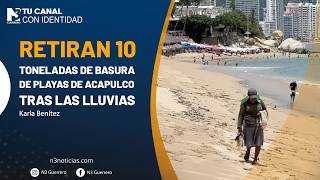 Retiran 10 toneladas de basura de playas de Acapulco tras las lluvias