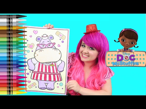 Coloring Hallie The Hippo Doc McStuffins GIANT Coloring Book Crayons | COLORING WITH KiMMi THE CLOWN Video