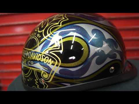 Custom painted jockey helmet with original flames (video)