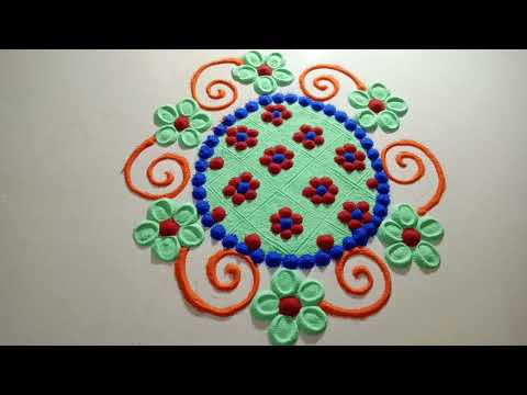 latest flower rangoli designs 2021 | best easy flower rangoli design 2021
