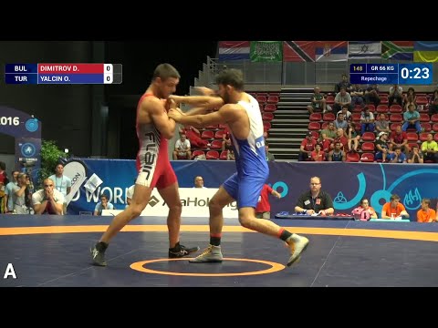 Repechage GR - 66 kg: D. DIMITROV (BUL) df. O. YALCIN (TUR) by FALL, 9-7