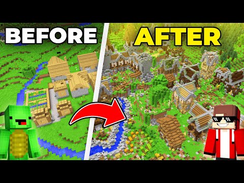JJ And Mikey Transformed an ENTIRE Plains Village in Minecraft - Maizen Mizen Mazien Parody