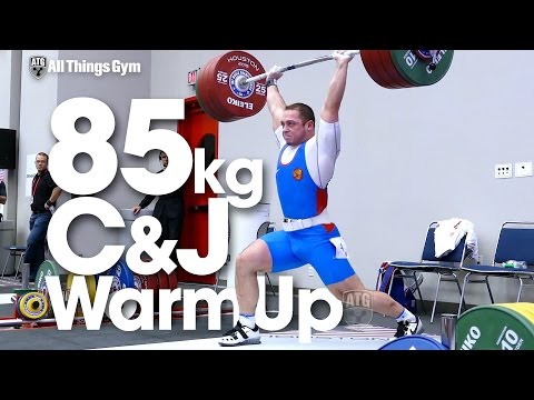 85kg Warm Up Area Clean & Jerks Okulov Apti Aukhadov Tian Tao 2015 World Weightlifting Championships