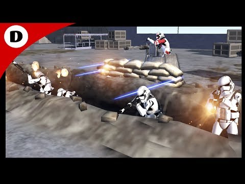 First Order Troopers vs Old Republic Troopers ~ Outpost Defense - Men of War Star Wars Mod