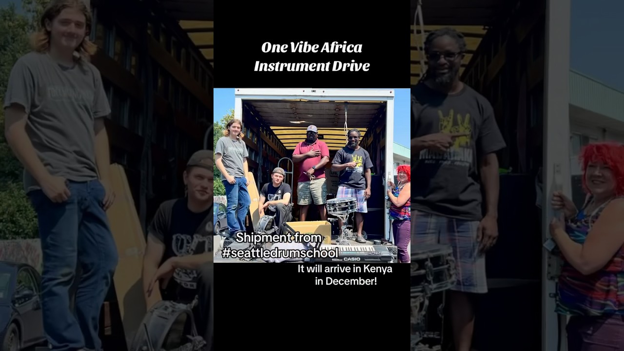 The instruments for #onevibeafrica are on their way to Kenya from #seattledrumschool !