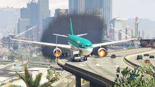 Airplane makes Unusual landing at Rounded Bridge after Engine's Explode | GTA 5
