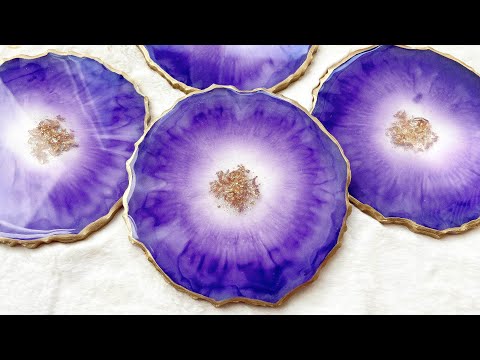 Beautiful Teal Bronze Geode Resin Coasters