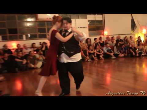  Alejandra Mantinan,    Aoniken Quiroga,    Sebastian Jimenez,    and  Joanna Gomez  are  dancing  to  "  Una Emocion  "  by  Ricardo Tanturi  at  Tel-Aviv Tango Festival  in  2016