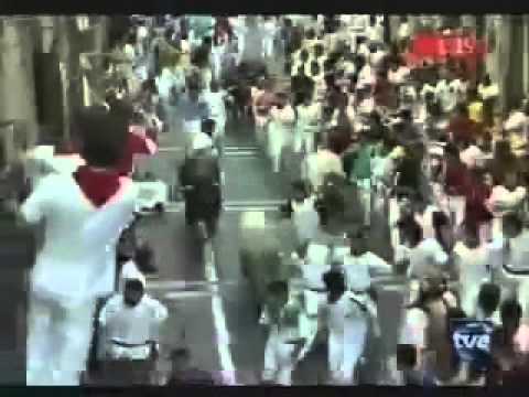 July 12 2005 encierro with Juan Pedro Domecq bulls in Pamplona