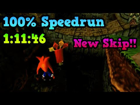 Crash Bandicoot 1 - 100% Speedrun in 1:11:46 (New Rolling Stones Skip!)