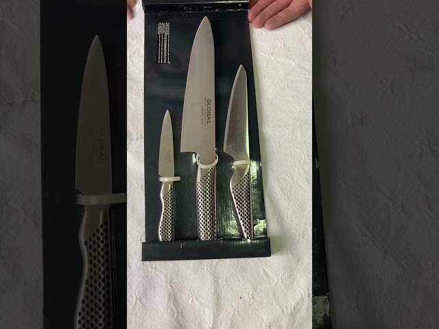 Vídeo relacionado con Cuchillos Global G-458110/AB Set Kiritsuke, cuchillo para verduras, cuchillo multiusos