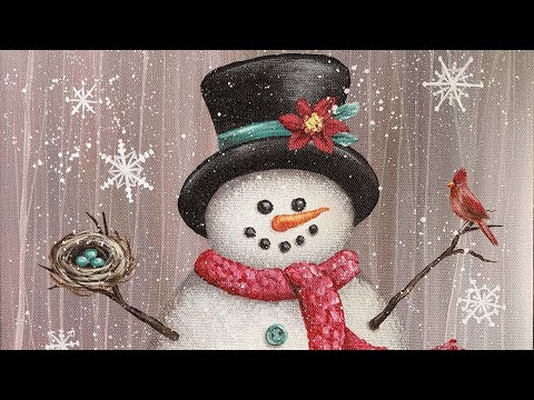 Snowman Christmas Acrylic Painting LIVE Tutorial