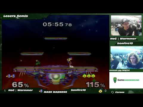 Mass Madness 24 SSBM - HoG | Warmmer (Falco) vs. bonfire10 (Sheik) - Melee LSF