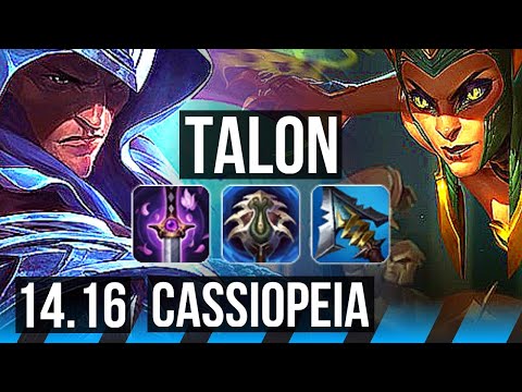 TALON vs CASSIOPEIA (MID) | 12/0/4, Legendary, 1200+ games | EUW Master | 14.16